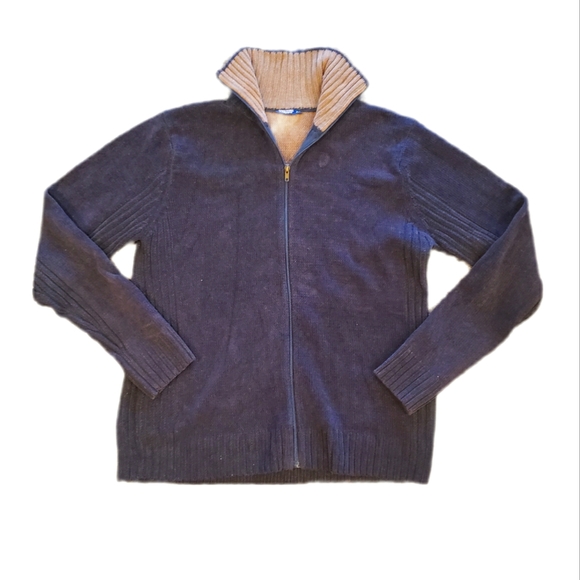 Denver Hayes Other - XL, Soft Chunky Knit Sweater, Navy Blue Chenille Zip Grandpa Sweater, Size XL.